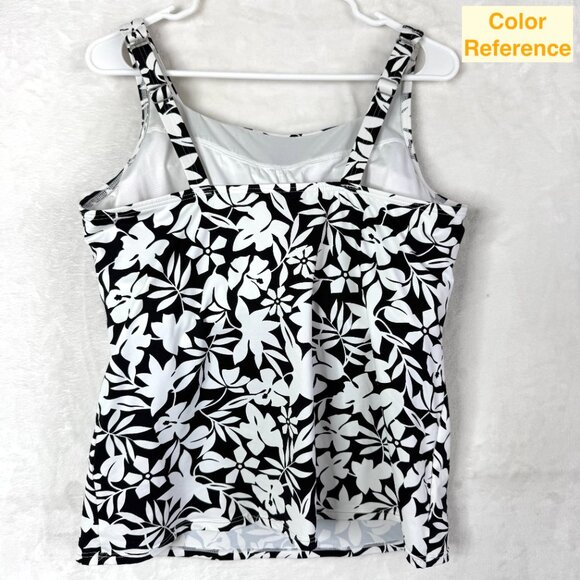 Lands End Floral Square Neck Adjustable Straps Underwire Tankini Top Swimsuit 14 - Picture 2 of 5